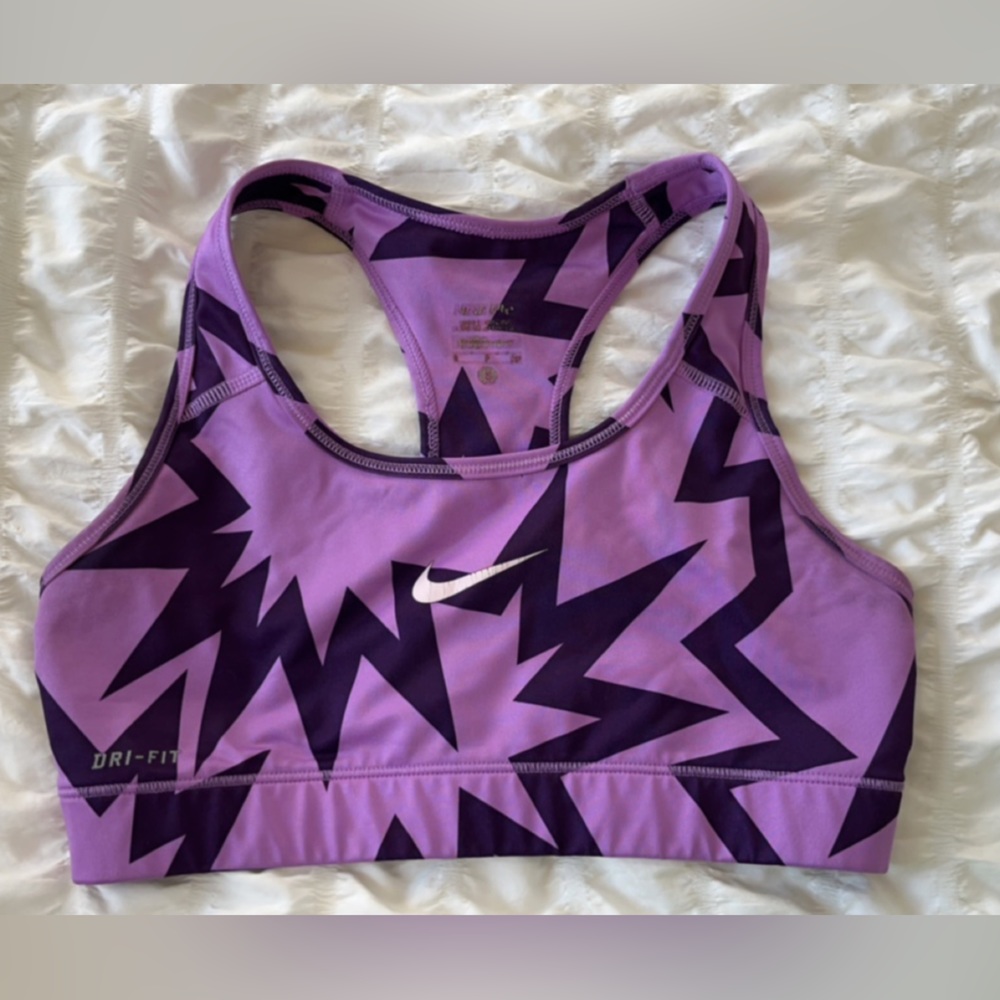 Purple & black Nike sports bra